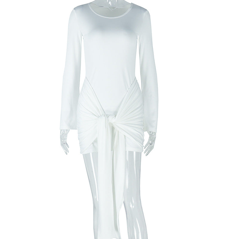 Women Clothing Solid Color Hip Dress off the Shoulder Patchwork Sexy Short Dress Bella Mia